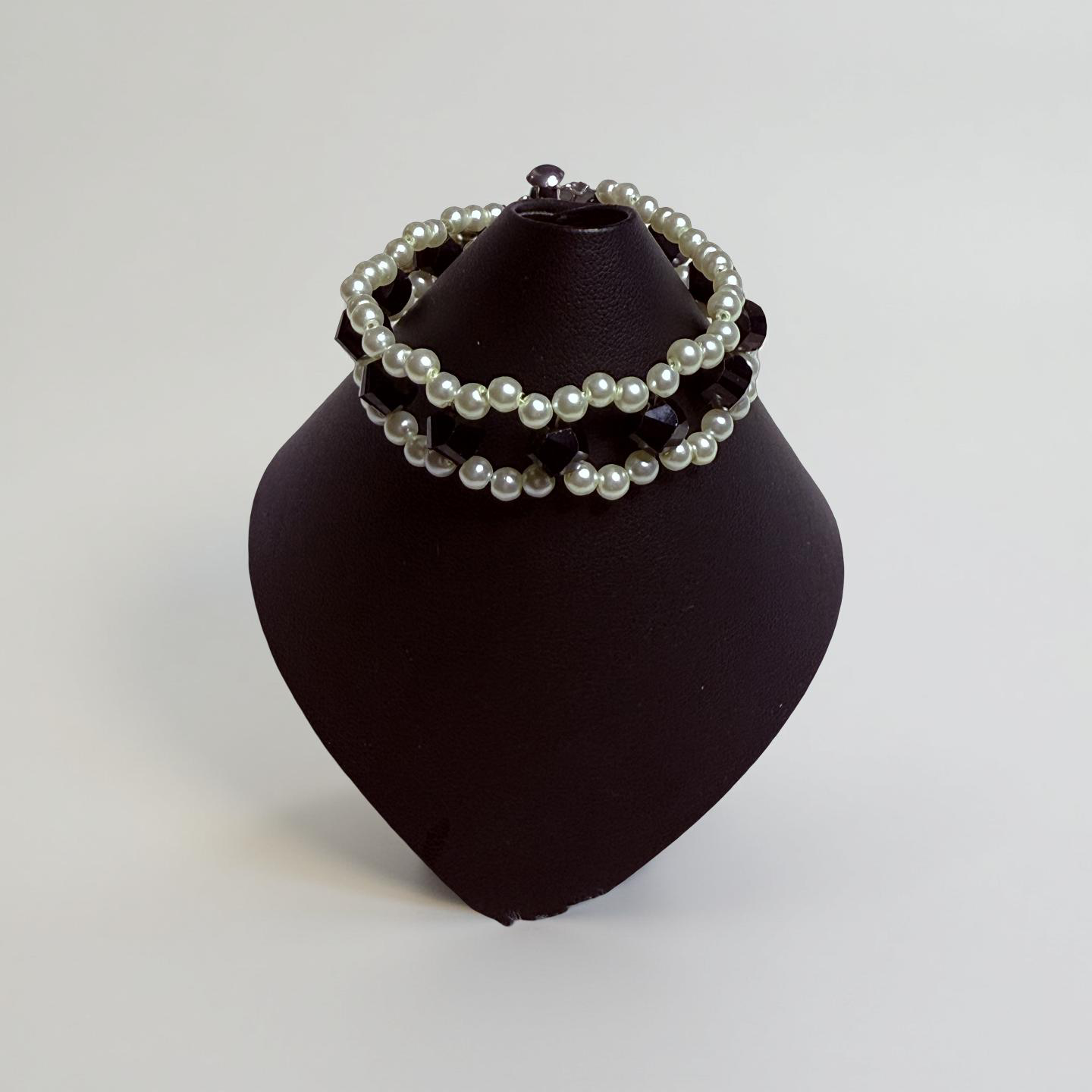 Pearl and Agate Beaded Bracelet