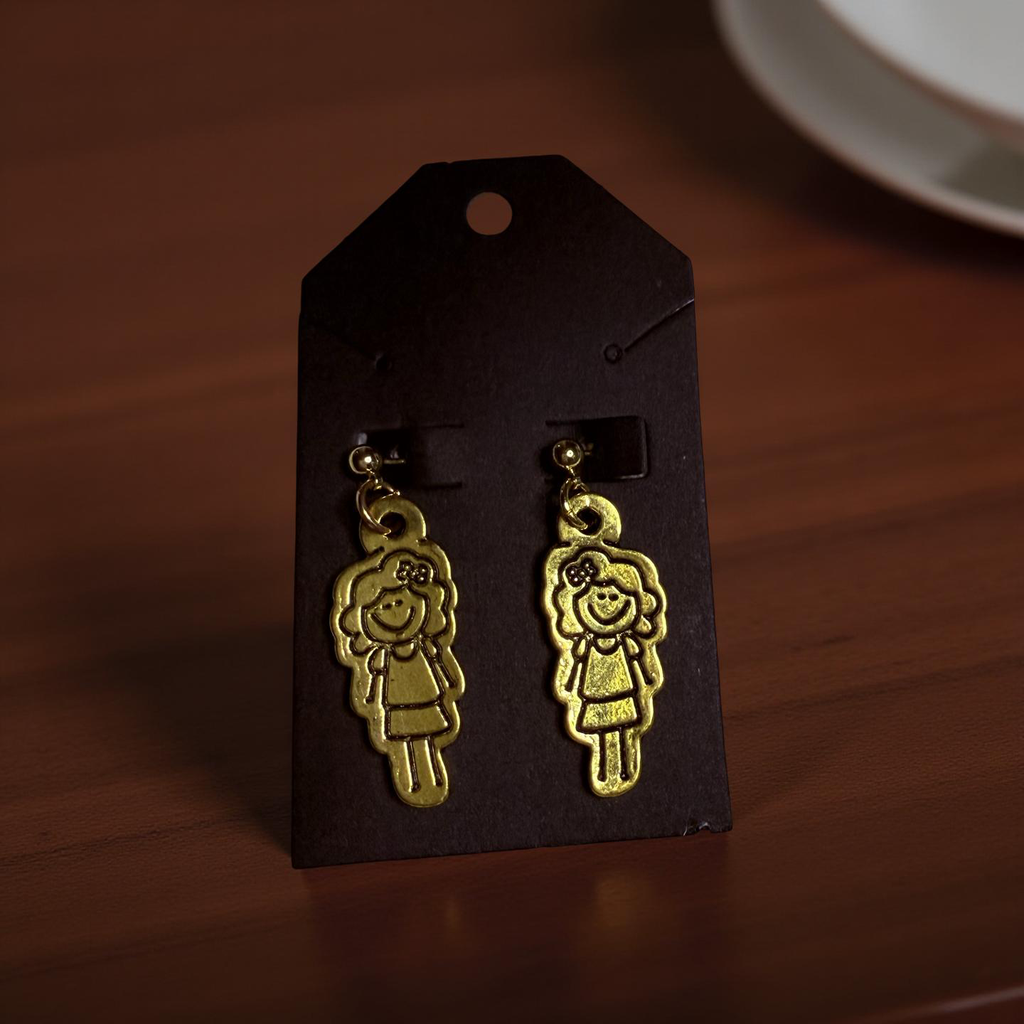 Earrings with Gold Boy and Girl Charms