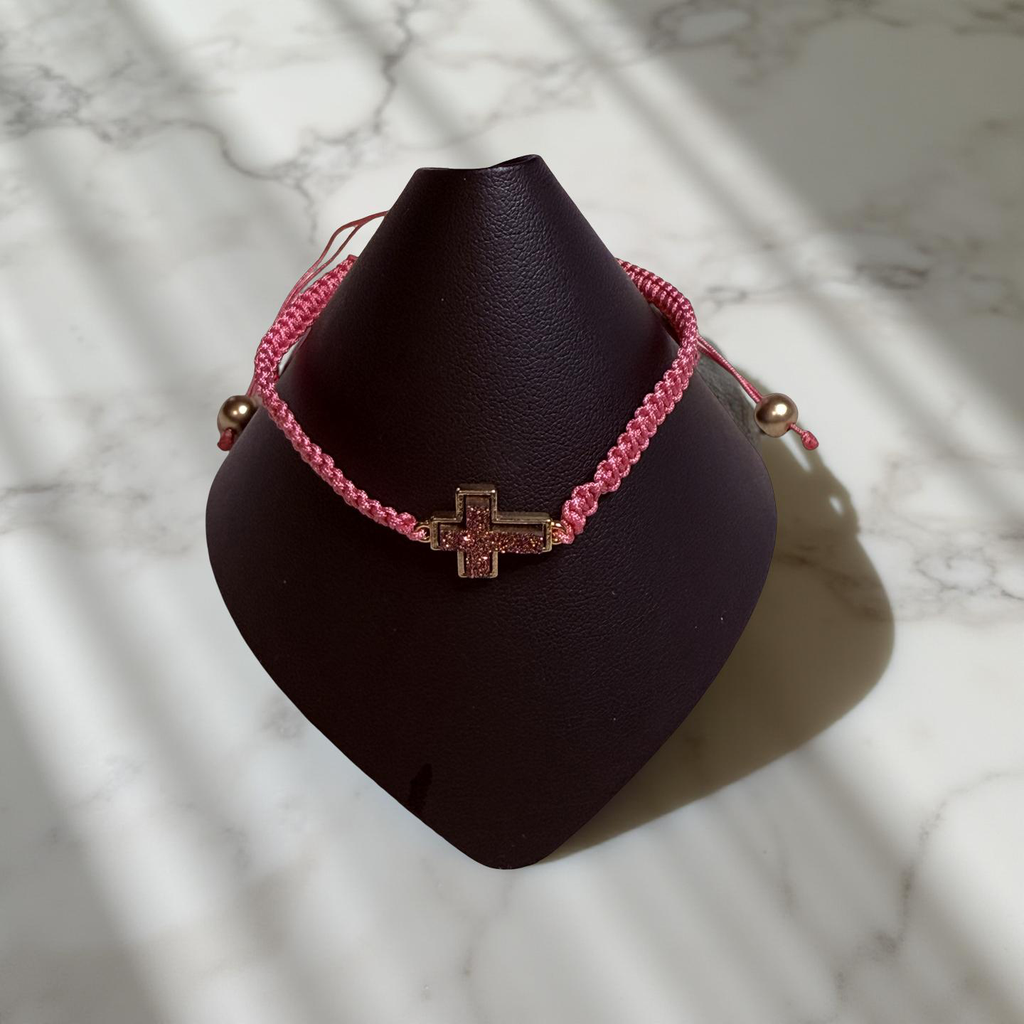 Macrame Cross Charm Bracelet