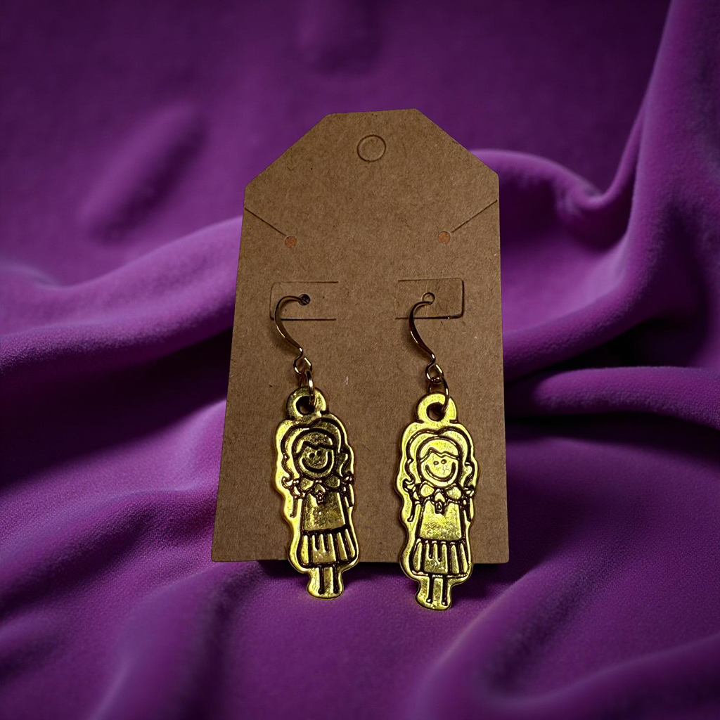 Earrings with Gold Boy and Girl Charms