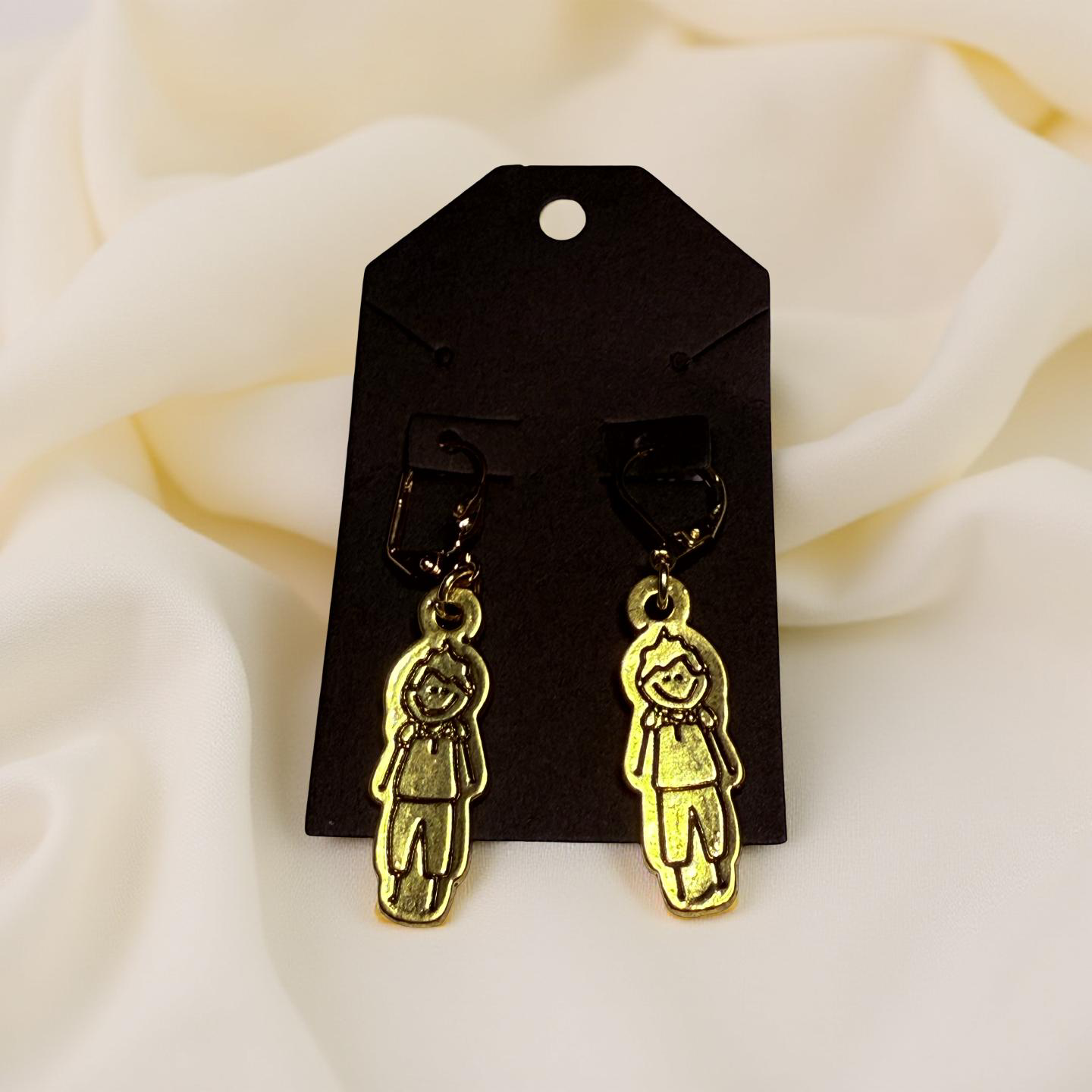 Earrings with Gold Boy and Girl Charms