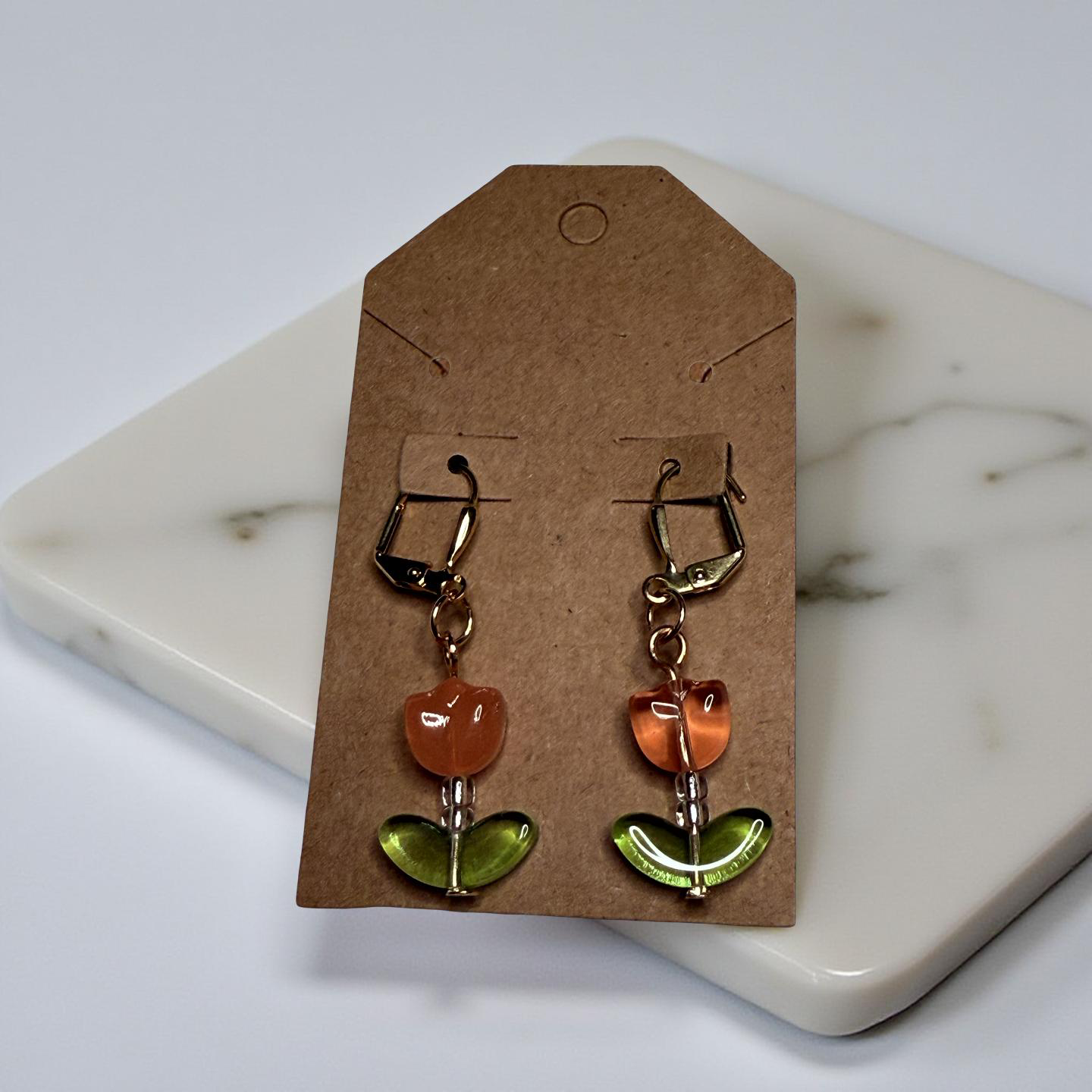 Glass Tulip Earrings