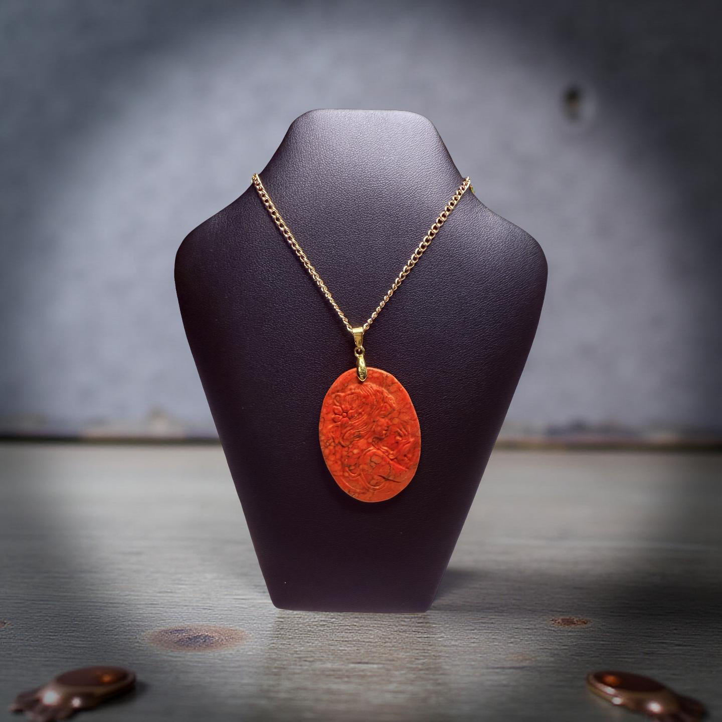Red Howlite Pendant Necklace