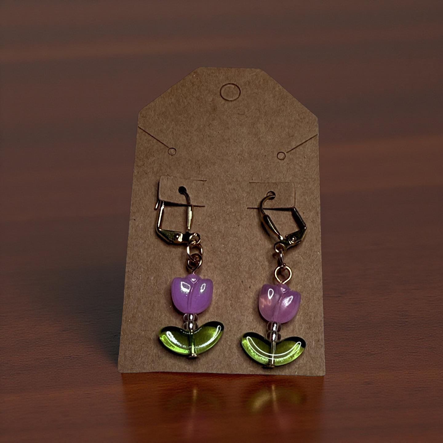 Glass Tulip Earrings
