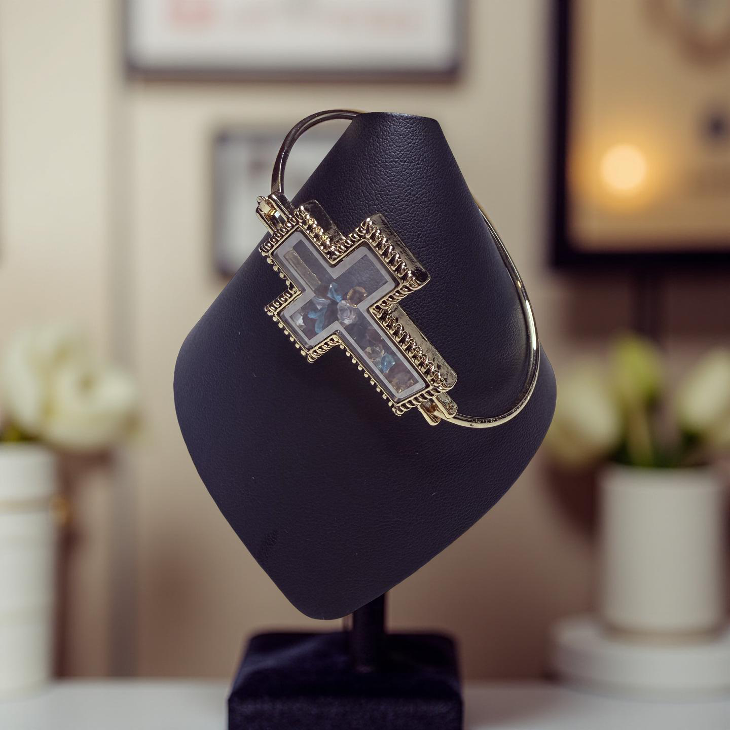 Crystal-Filled Cross Bracelet