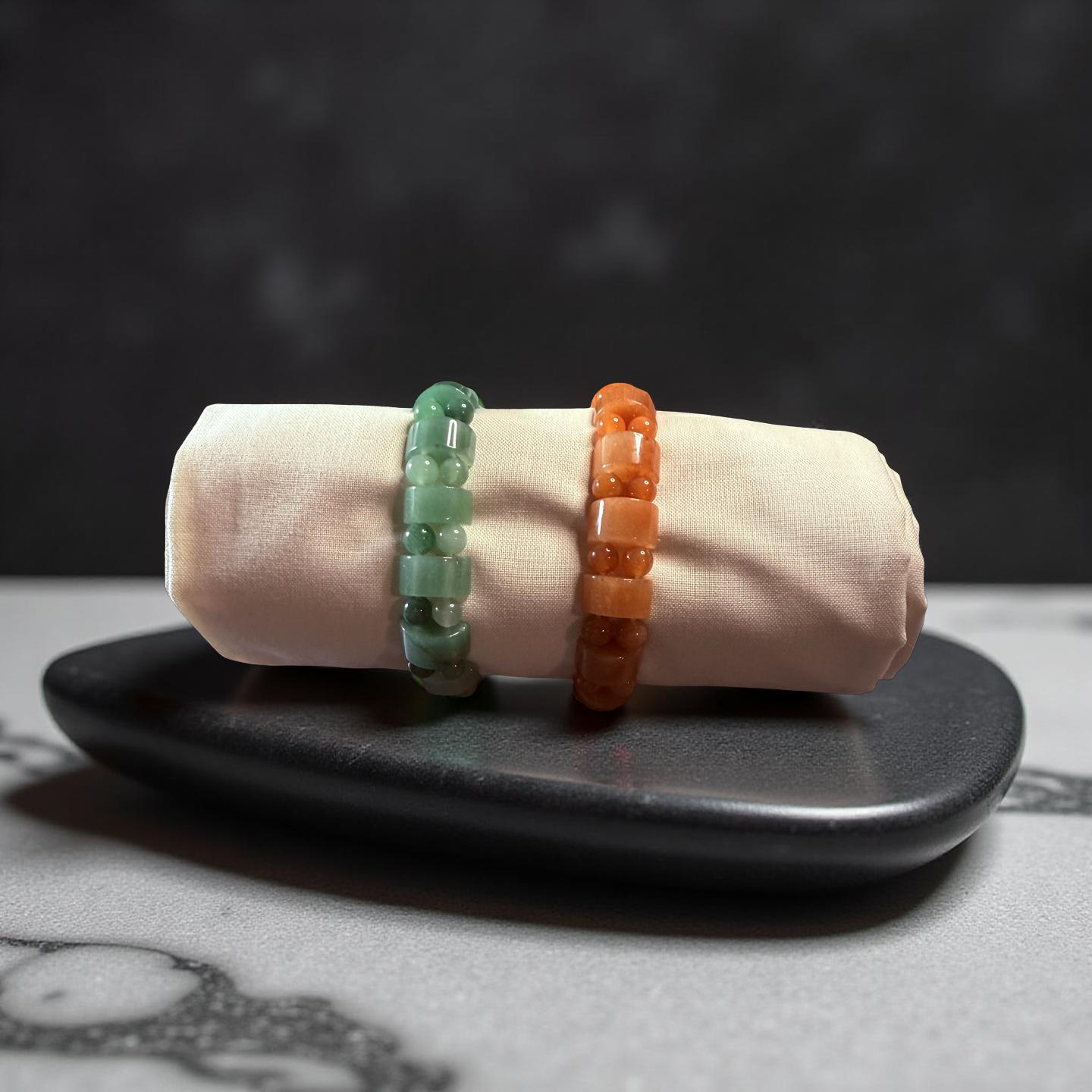 Aventurine and Carnelian Agate Bracelets-2 pk