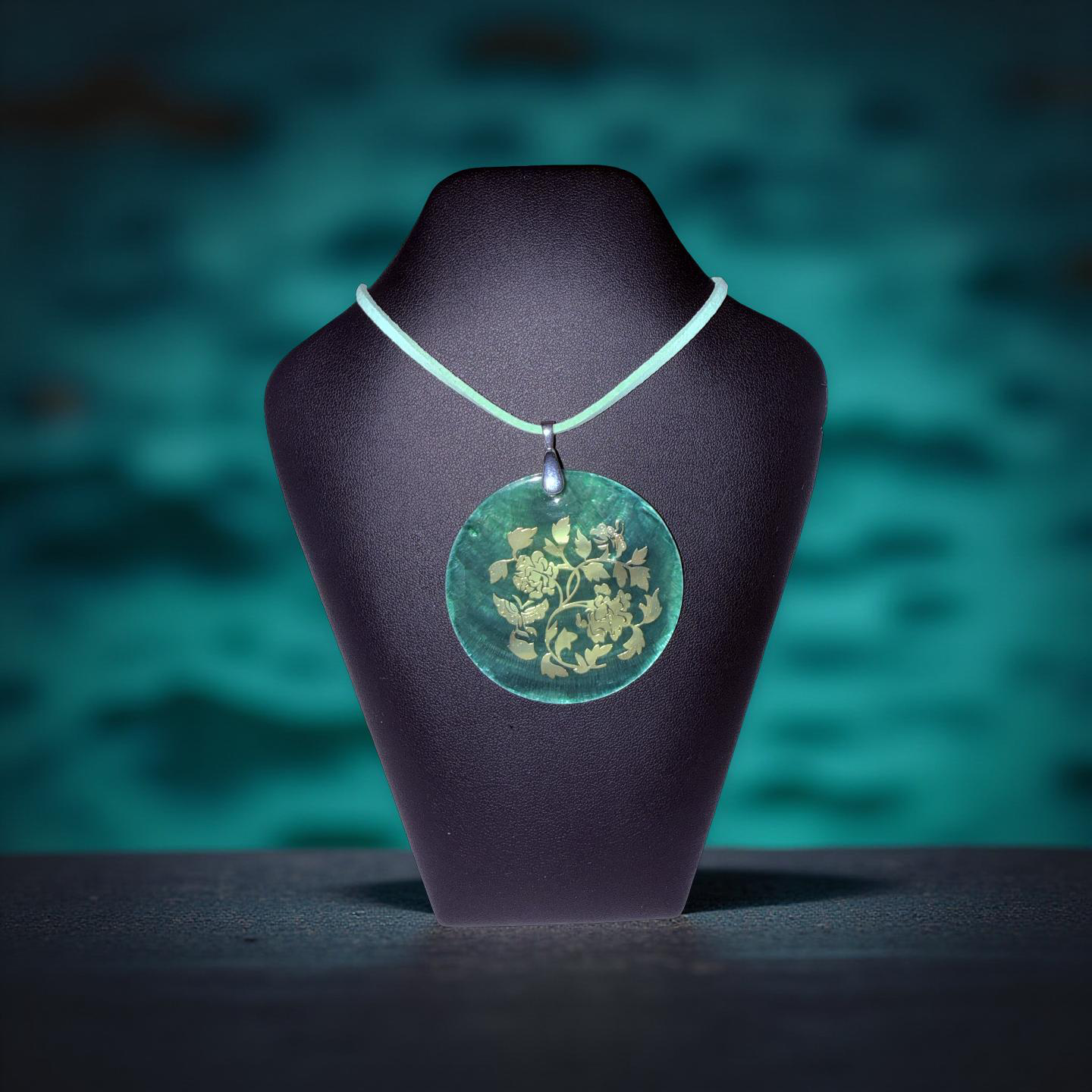 Green Shell Medallion Necklace