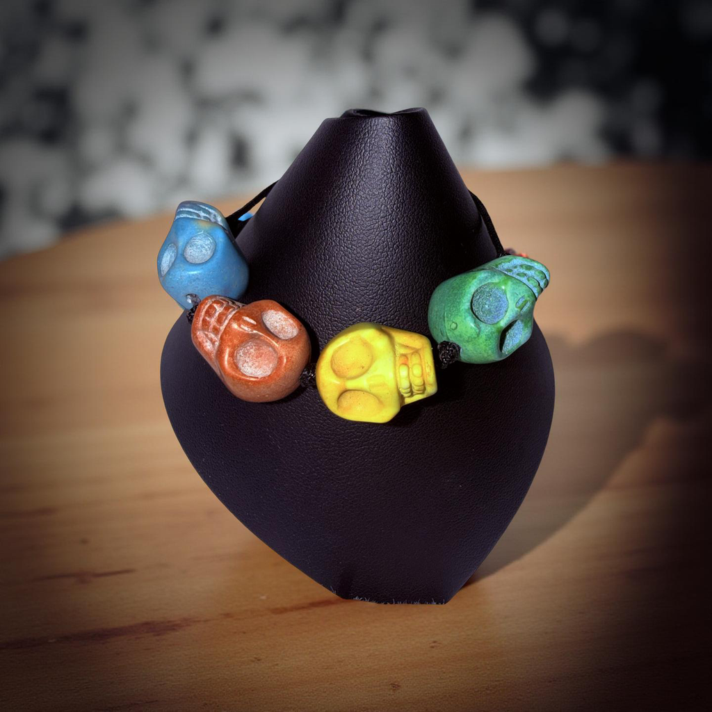 Skull Bead Bracelet and Earrings Set