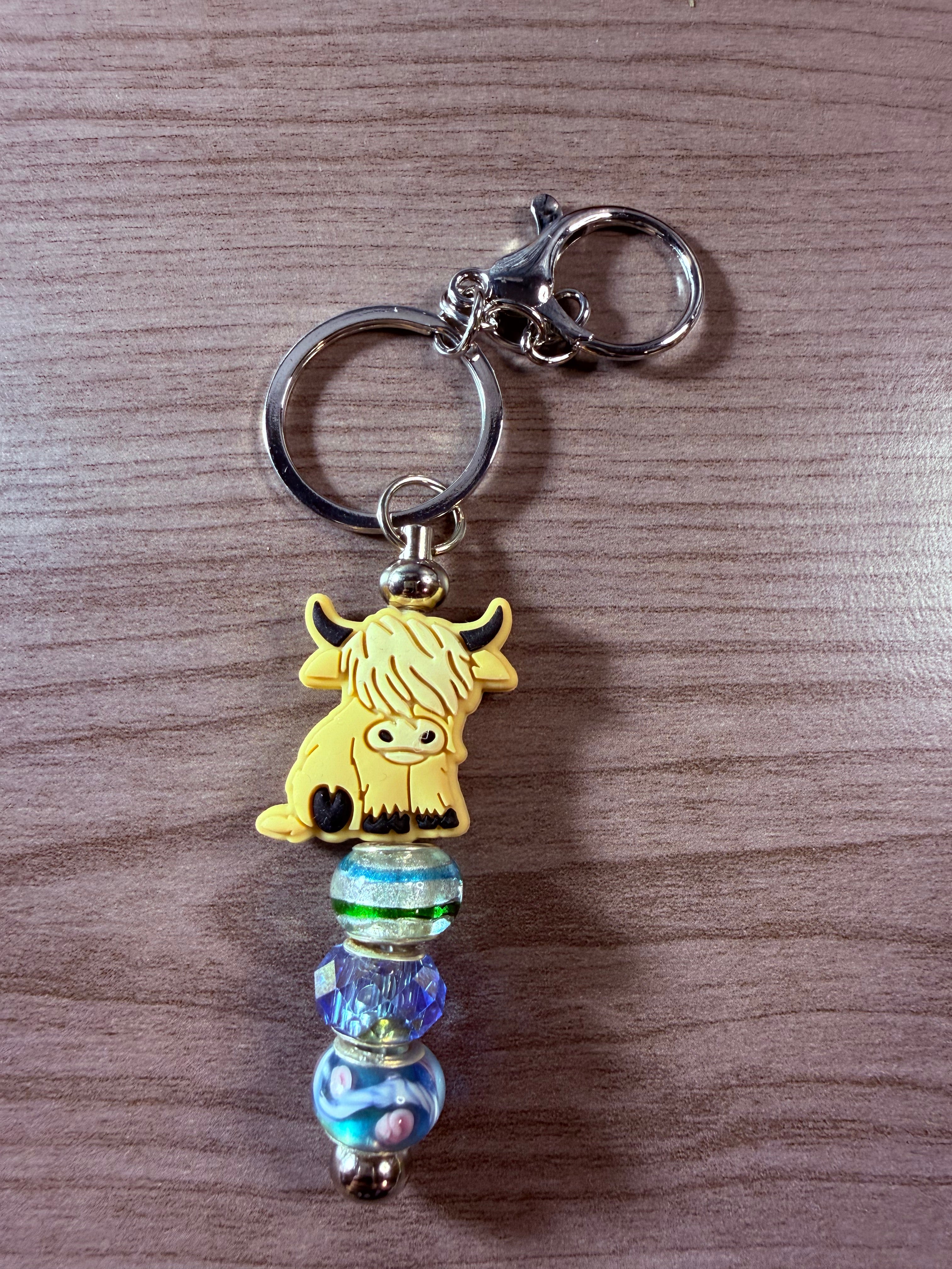 Highland Cow Charm Keychain