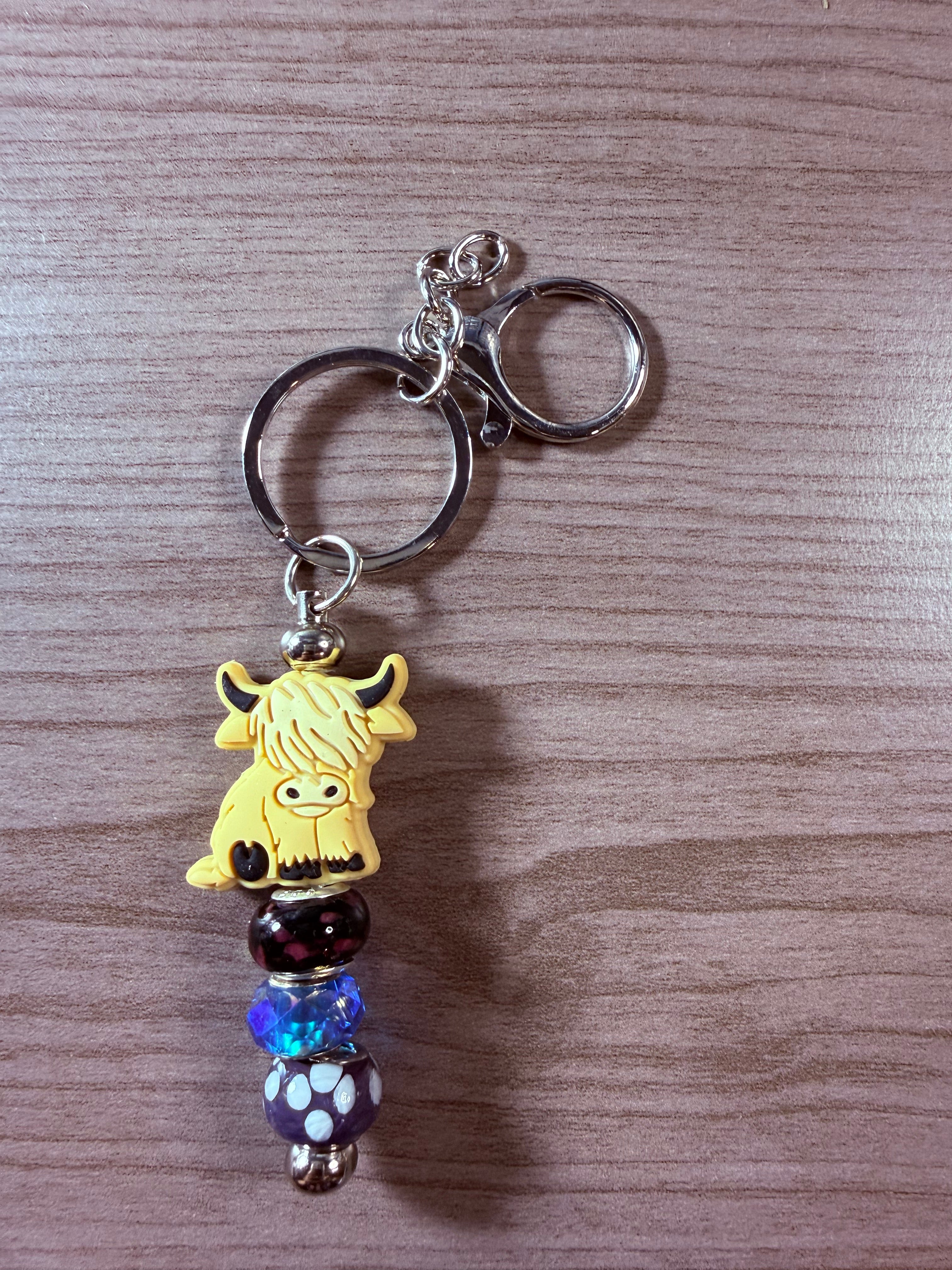Highland Cow Charm Keychain